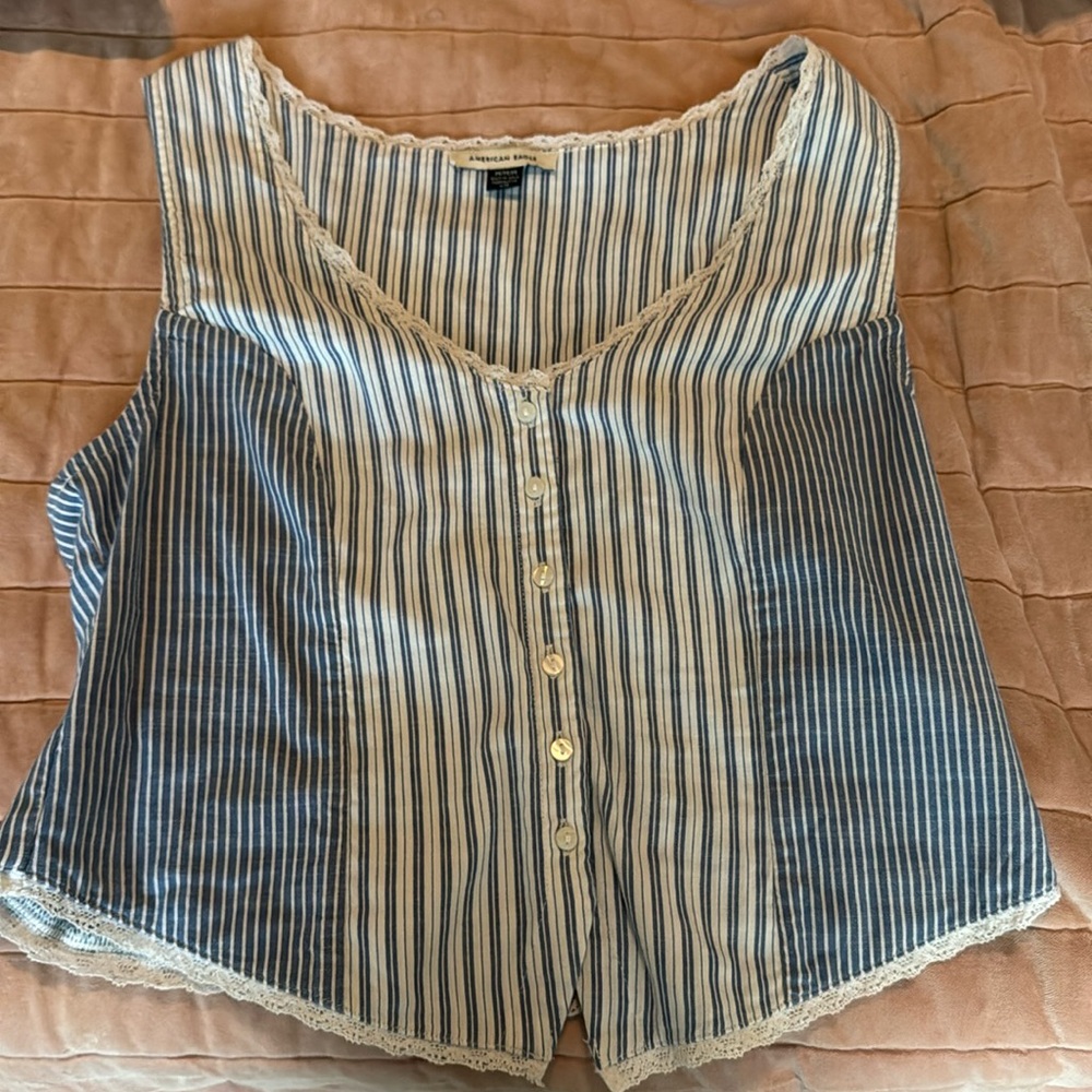 American Eagle Striped Button down tank top